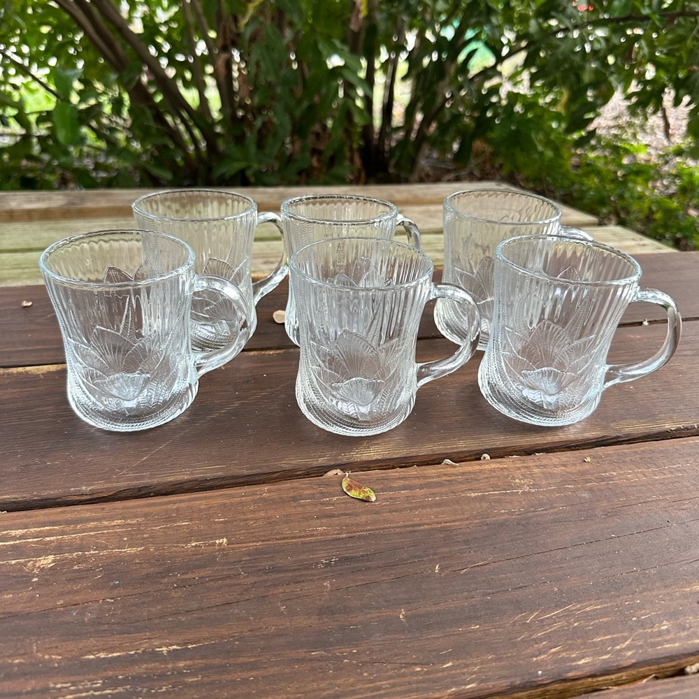 Vintage Arcoroc Canterbury
Crocus Flower Glass Mugs Cups